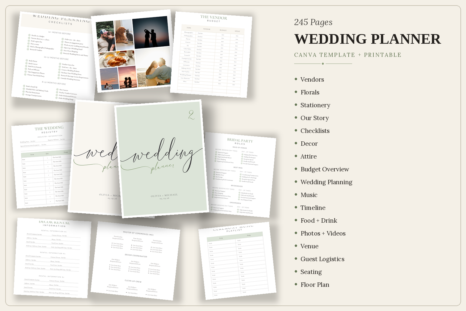 Wedding Planner Canva template and printable — part of the 400+ page bundle